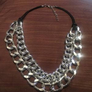 Double Silver Chain Necklace